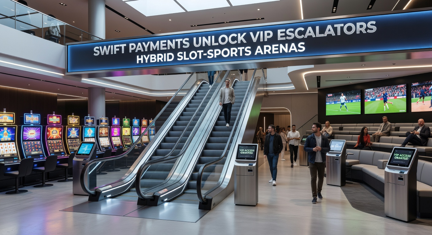 Close-up of a mobile app interface demonstrating swift payment confirmation alongside a VIP escalator progress bar in a hybrid arena setting